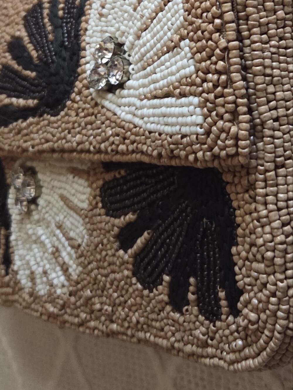 Anthropologie The Fiona Beaded Bag Floral Edition Celandine Tan - Picture 3 of 8